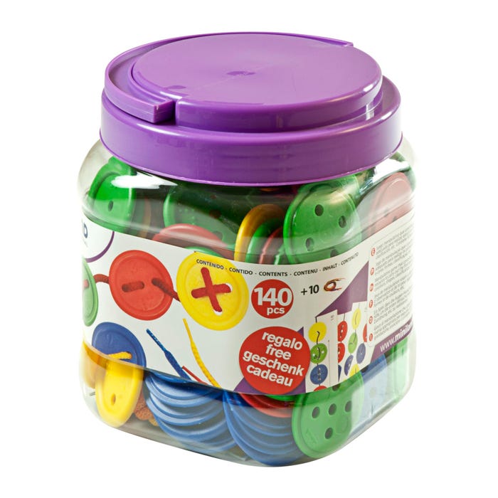 Miniland Lacing Button Activity Set, 140 Pieces
