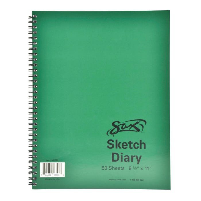 Sax Sulphite Spiral Binding Artists Sketch Diary Notebook, 50 lbs, 8-1/2 x 11 Inches, 50 Sheets