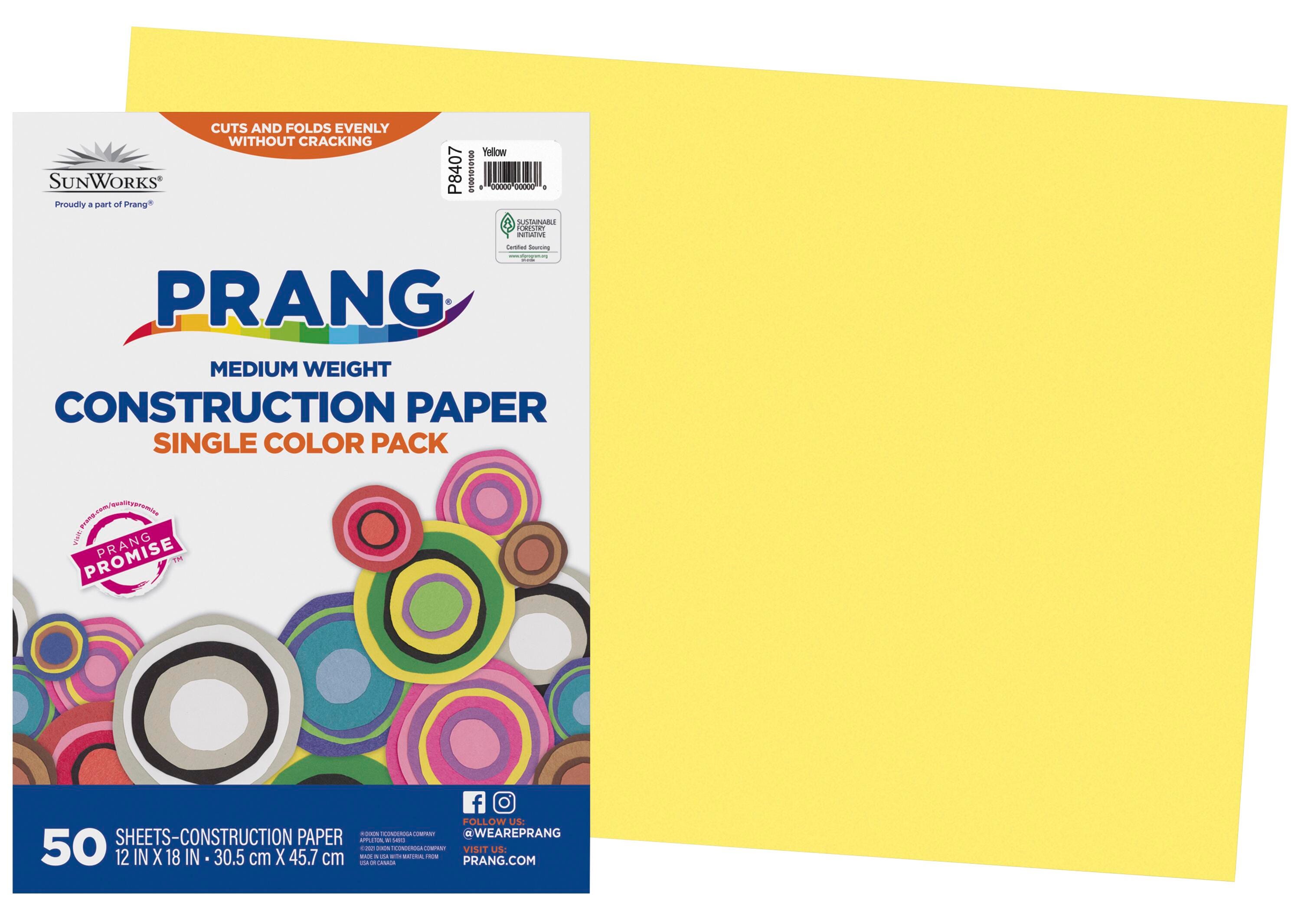 Prang Medium Weight Construction Paper, 12 x 18 Inches, Yellow, 50 Sheets 201202