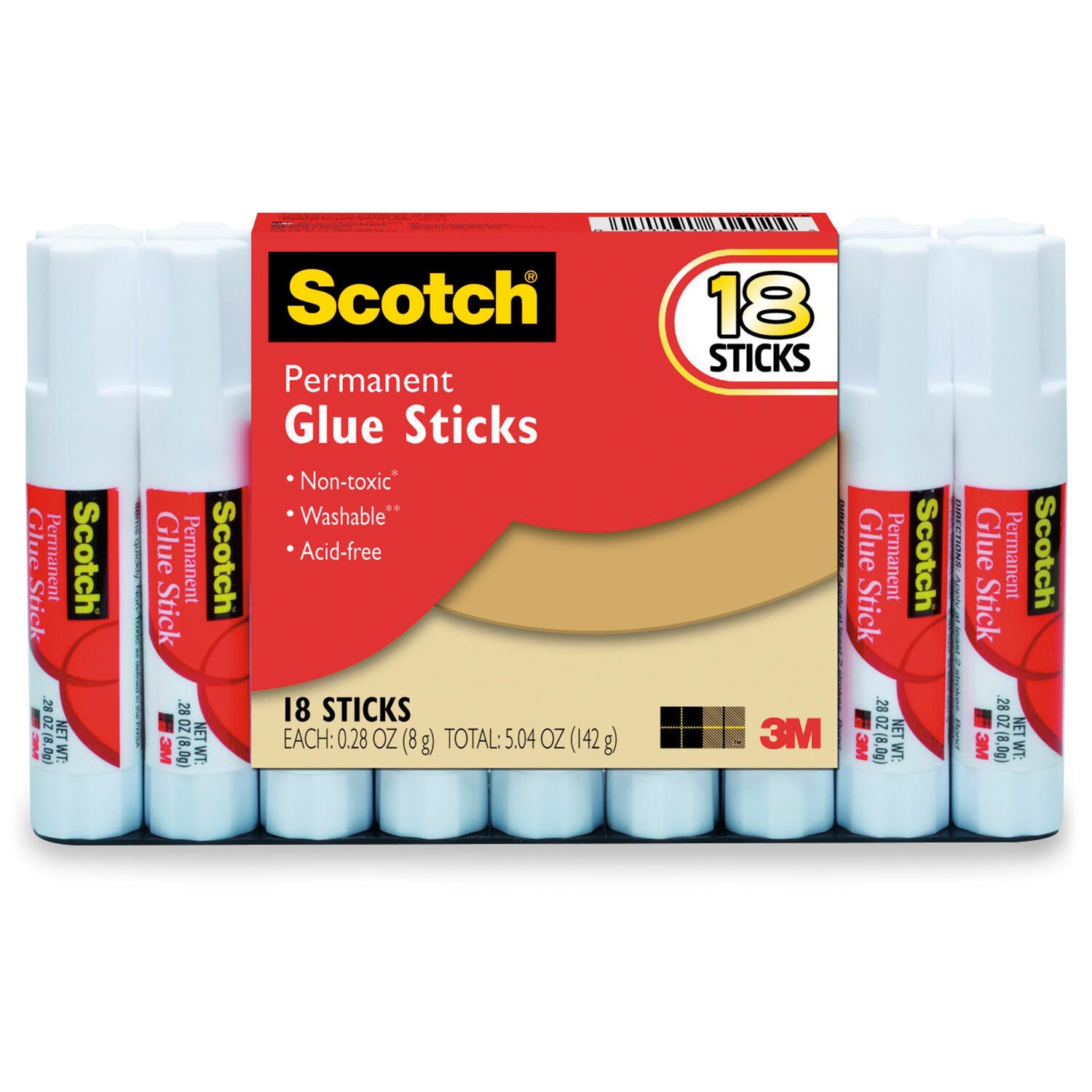 Image for Scotch Permanent Glue Sticks, 0.28 Ounce, Pack of 18 from School Specialty