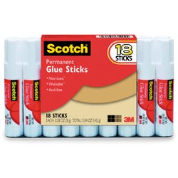 Scotch Permanent Glue Sticks, 0.28 Ounce, Pack of 18