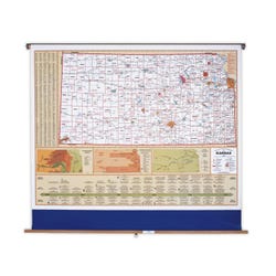 Nystrom Kansas Pull Down Roller Classroom Map, 64 x 50 Inches, Item Number 088627