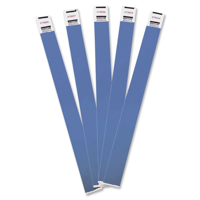 Advantus Wristbands, Tyvek, Numbered, 3/4 x 9-3/4 Inches, Pack of 100, Blue