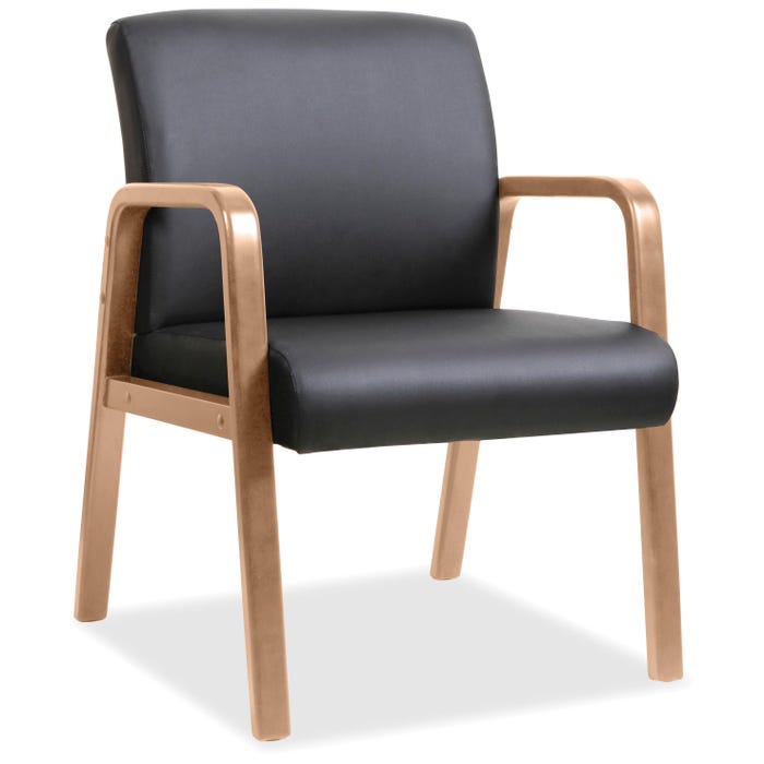 Lorell Solid Wood Frame Guest Chair, 24 x 26-5/8 x 33-1/4 Inches, Black, Walnut