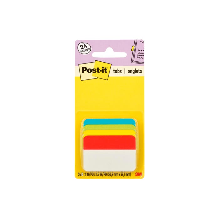 Post-it Filing Tabs, 2 Inches, Angled, Assorted Bright Colors, Set of 24