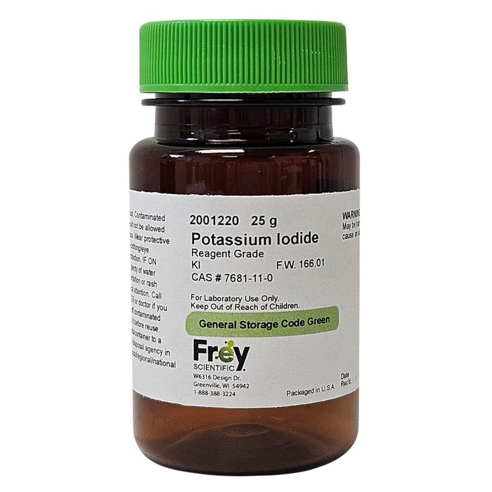Frey Scientific Potassium Iodide, Reagent Grade, 25g