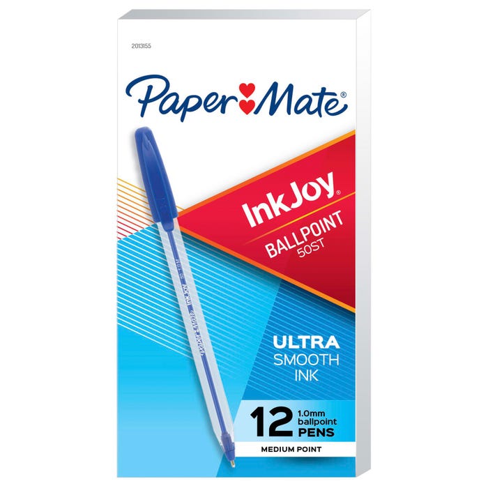 Paper Mate InkJoy 50ST Ballpoint Pens, Medium Point, 1.0 mm, Blue, Pack of 12