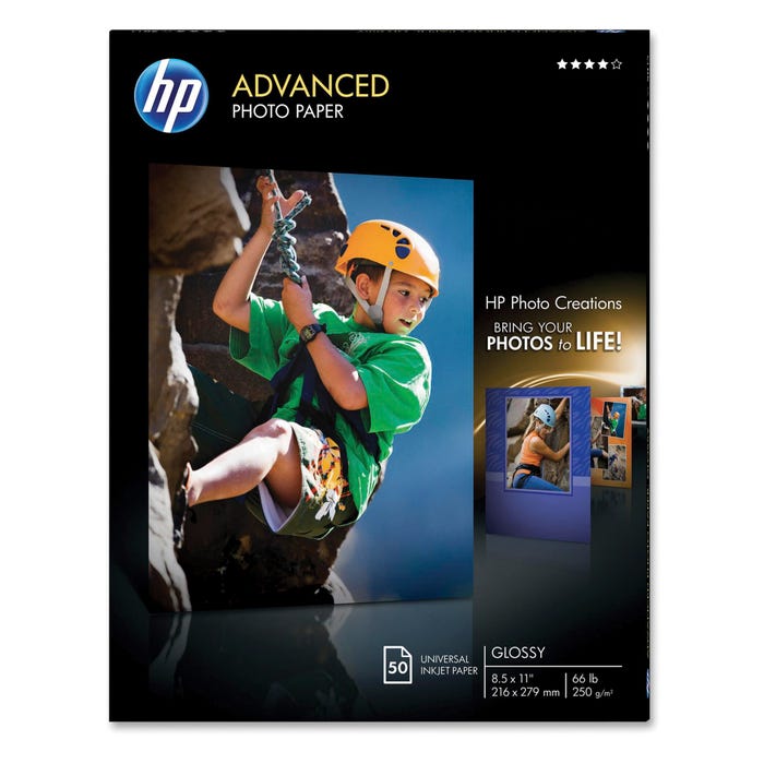 HP Advanced Glossy Photo Paper, 8-1/2 x 11 Inches, 10.5 mil, 66 lb, White, 50 Sheets