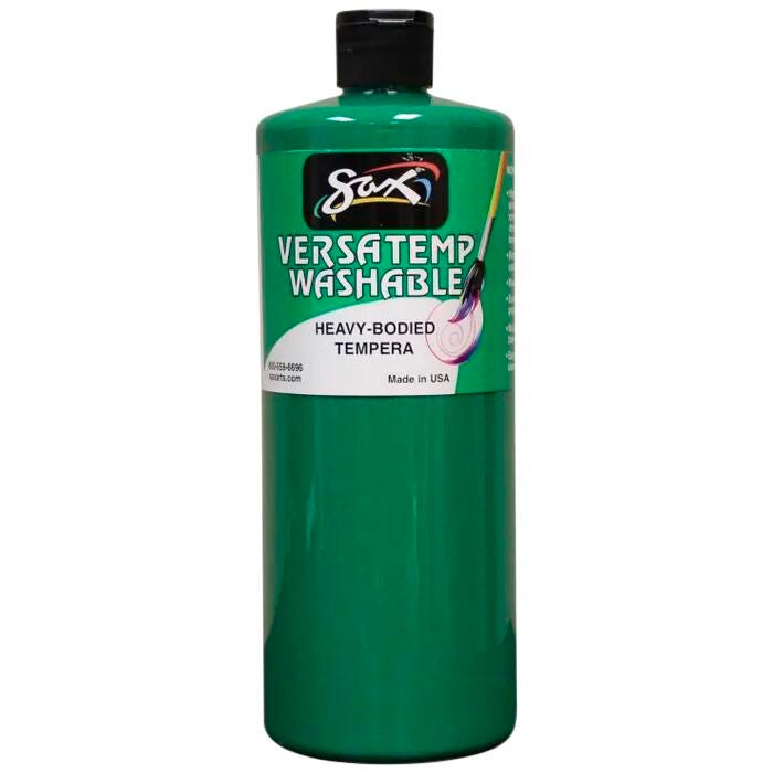 Sax Versatemp Washable Heavy-Bodied Tempera Paint, 1 Quart, Green 1592673