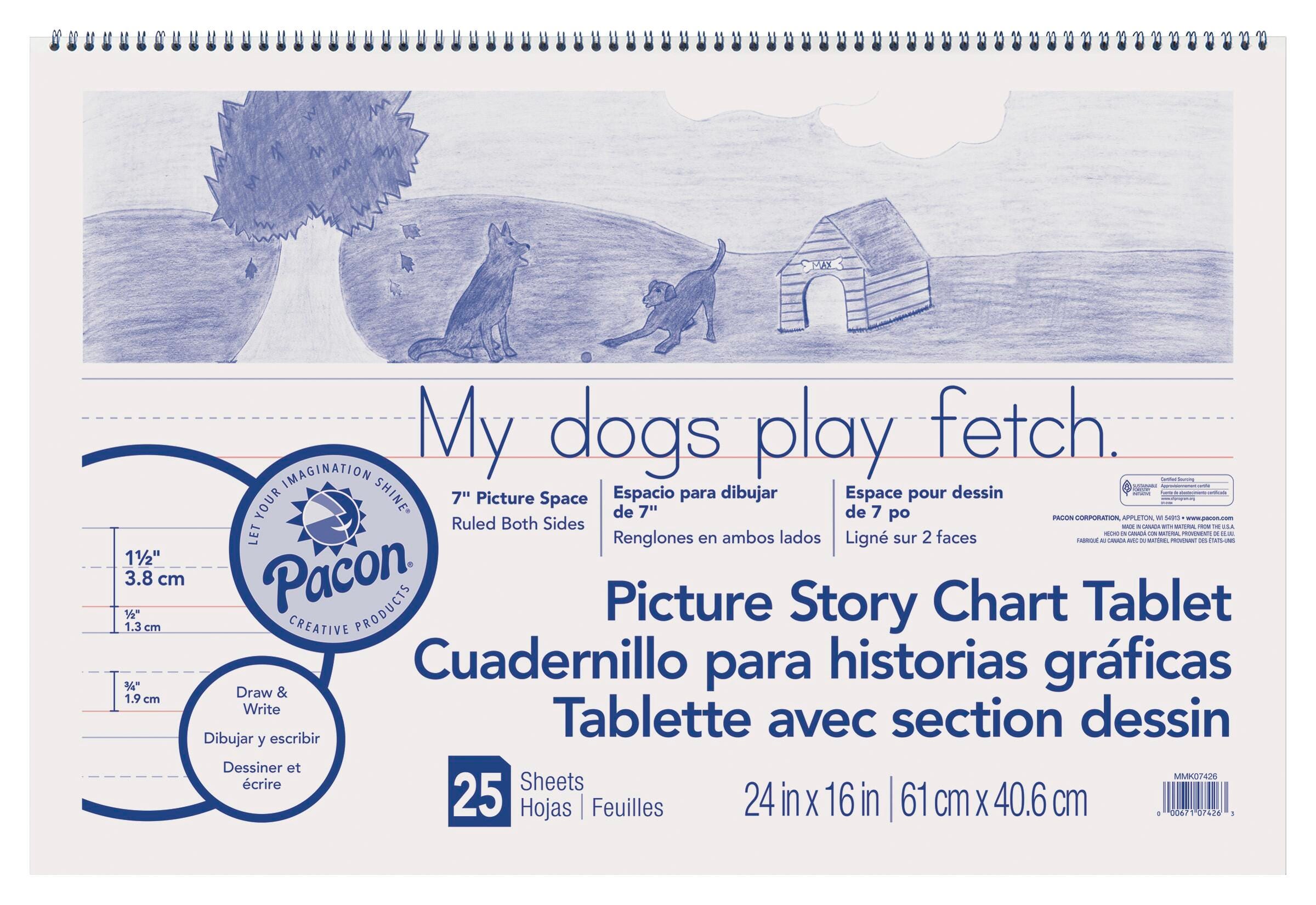 Pacon Picture Story Chart Tablet, 25 Sheets, Item Number 1400416