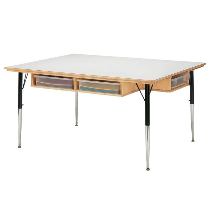 Jonti-Craft Tabletop with Storage and Height-Adjustable Legs, Melamine, 48 x 36 x 24 Inches, White