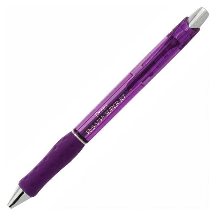 Pentel R.S.V.P. Super RT Ballpoint Pen, 0.7 mm Fine Line, Violet Ink, Pack of 12
