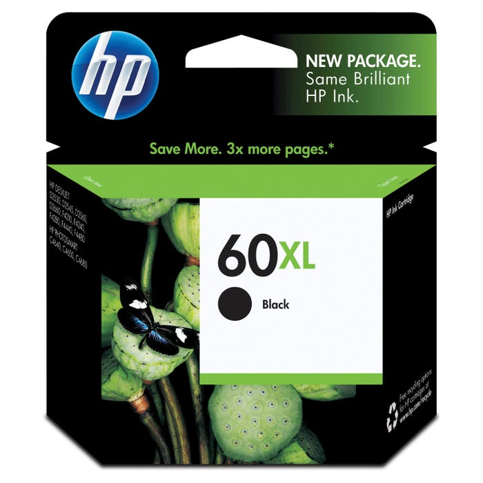 HP 60XL Ink Cartridge, CC641WN, Black