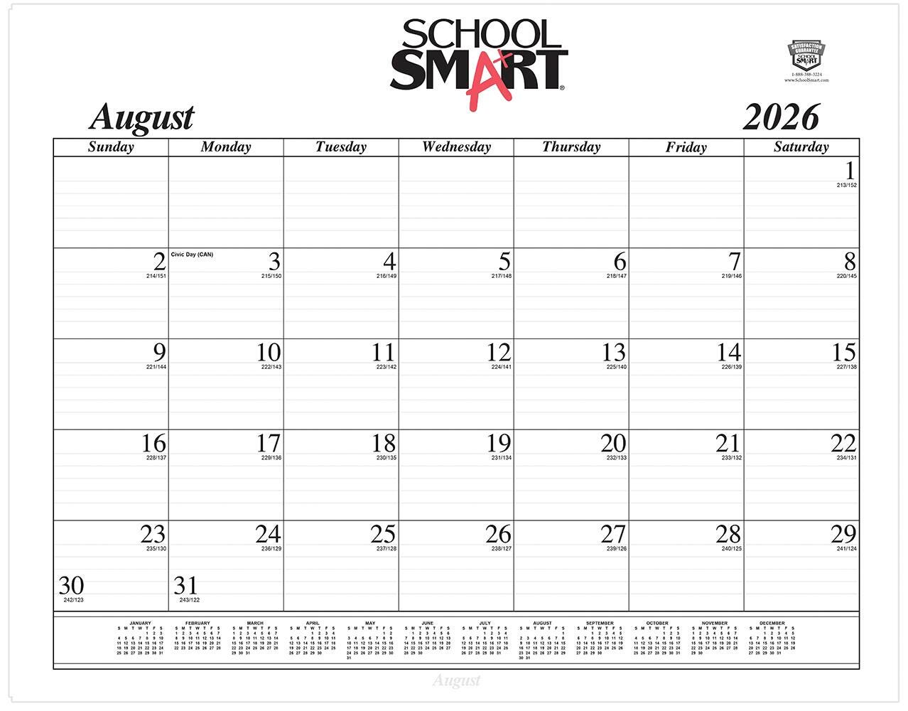 School Smart Academic Desk Pad, 17 Months, August 2026 to December 2027 Refill, 22 x 17 Inches