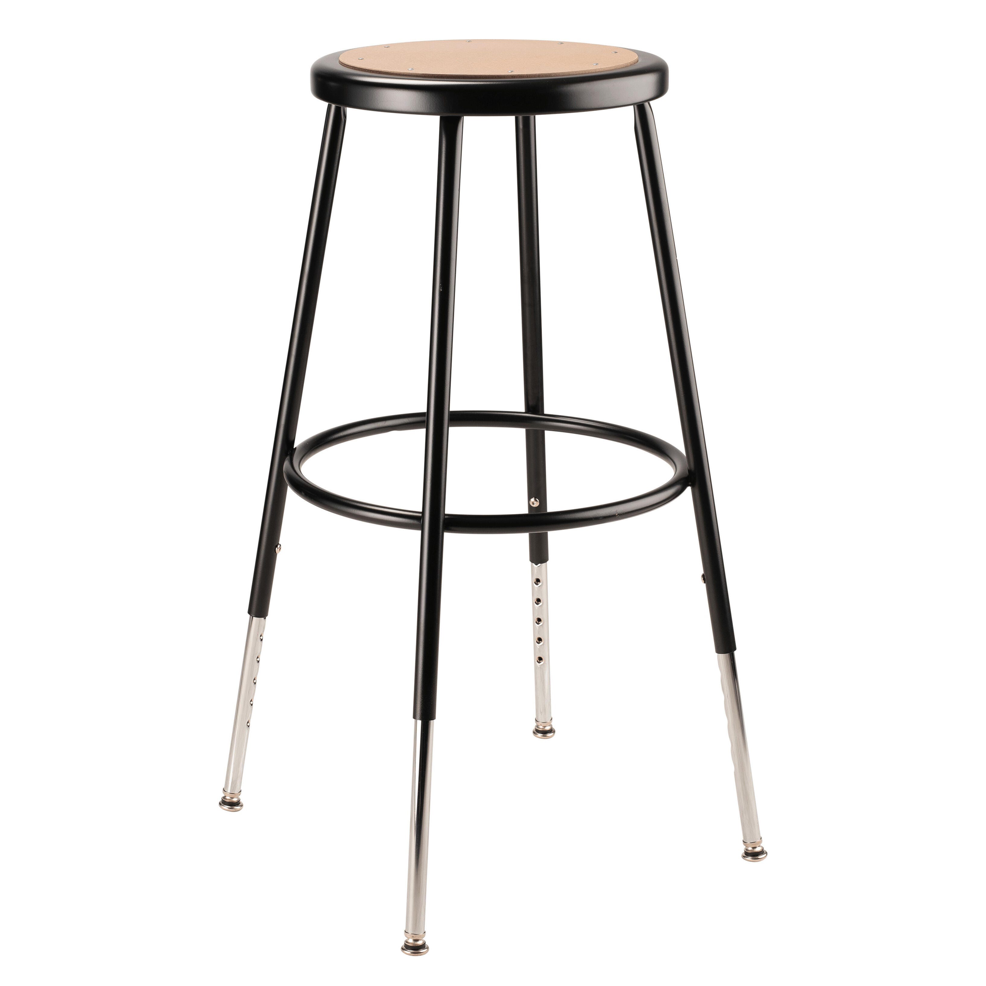 Image for National Public Seating Height Adjustable Heavy Duty Steel Stool, 25 to 33 Inch Seat Height, Black from School Specialty