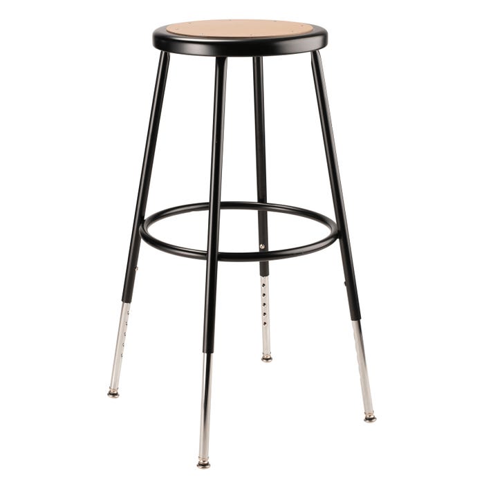 National Public Seating Height Adjustable Heavy Duty Steel Stool, 25 to 33 Inch Seat Height, Black