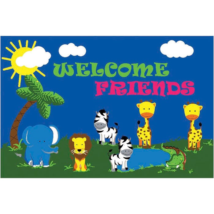 Flagship Carpets Friends Safari Welcome Mat, 2 x 3 Feet, Rectangle