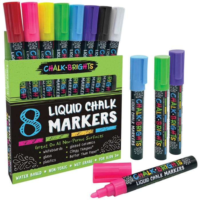 Teacher Created Resources Chalk Brights Liquid Chalk Markers, Assorted Bright Colors, Set of 8
