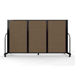 Screenflex Full Motion Room Divider, 3 Panels, 8 Feet 7 Inches, Black Trim 4002672