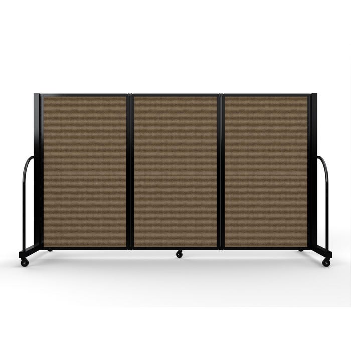 Screenflex Full Motion Room Divider, 3 Panels, 8 Feet 7 Inches, Black Trim