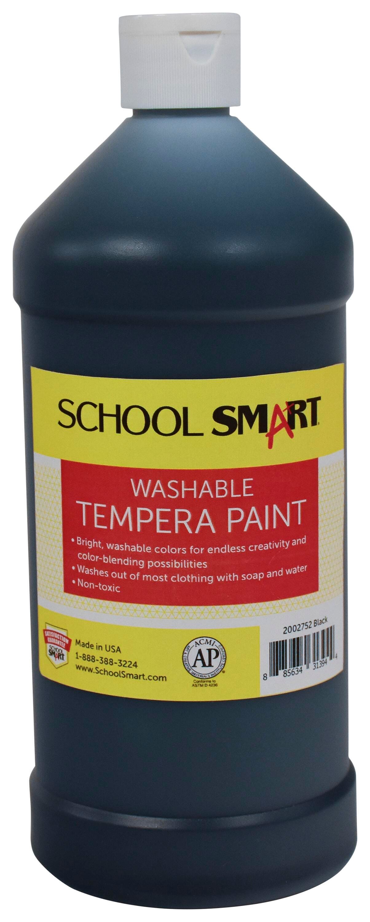 School Smart Washable Tempera Paint, Black, 1 Quart Bottle Item Number 2002752