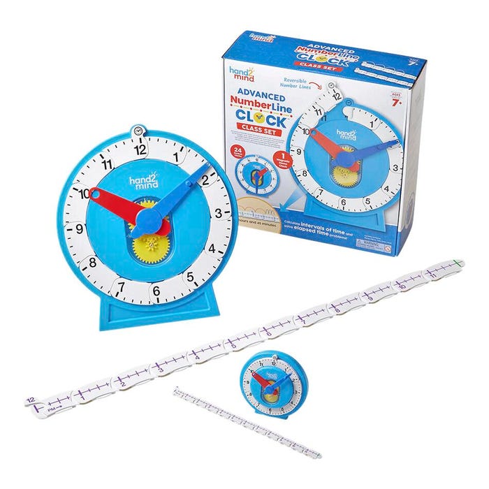 Hand2Mind Advanced Numberline Clock Classroom Set, Grades 2 to 8