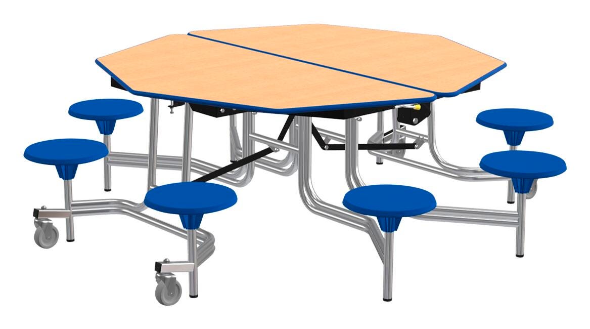 Classroom Select Mobile Table, 8 Stools, Octagon, 60 Inches 4001255