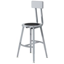 National Public Seating Titan Stool, Black Steel Seat, 18-26 Inch Adjustable Height, Backrest, Gray Frame, Item Number 2104705