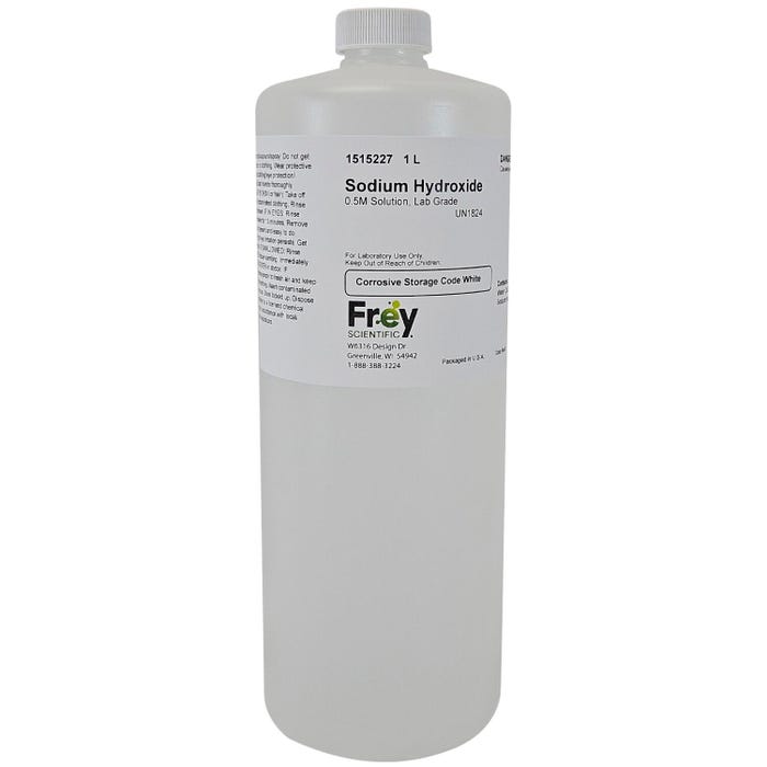 Frey Scientific Sodium Hydroxide, 0.5M Solution, Lab Grade, 1 Liter