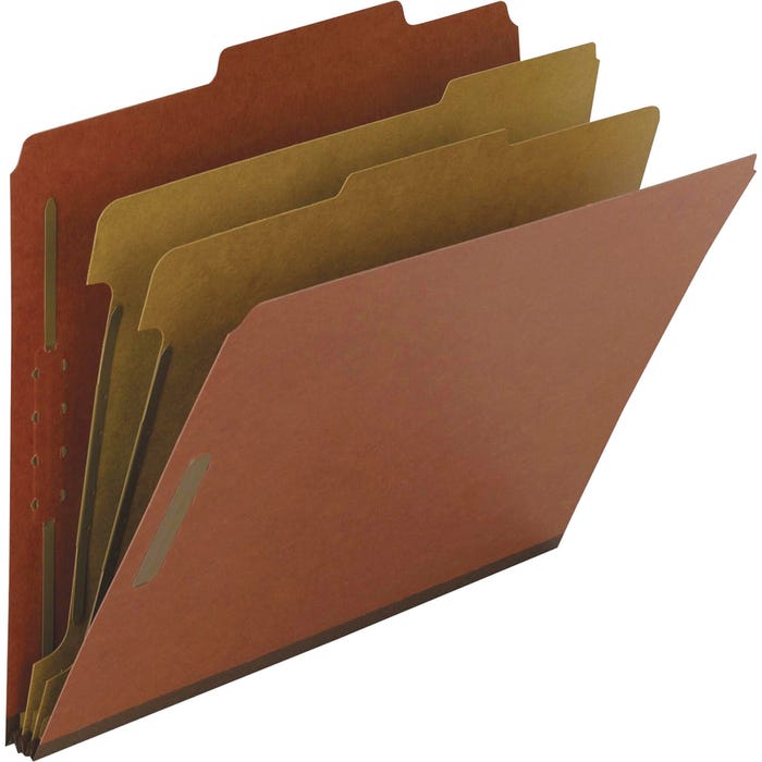 Nature Saver Pressboard Classification Folder, Legal Size, 2 Inch Expansion, 2 Dividers, Red, Pack of 10