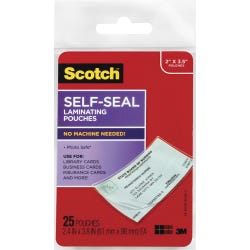 Scotch Self-Sealing Laminating Business Card Pouch, 3-7/8 x 2-7/8 Inches, Clear, Item Number 1088506
