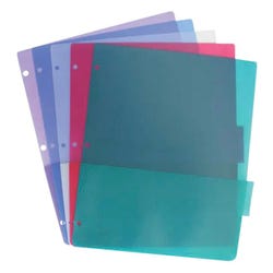 School Smart Tabbed Poly Binder Pocket Pages, Assorted Colors, 1 Set of 5 081952