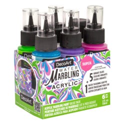 DecoArt Water Marbling Acrylics, Assorted Tropical Colors, Set of 6 Item Number 2135323