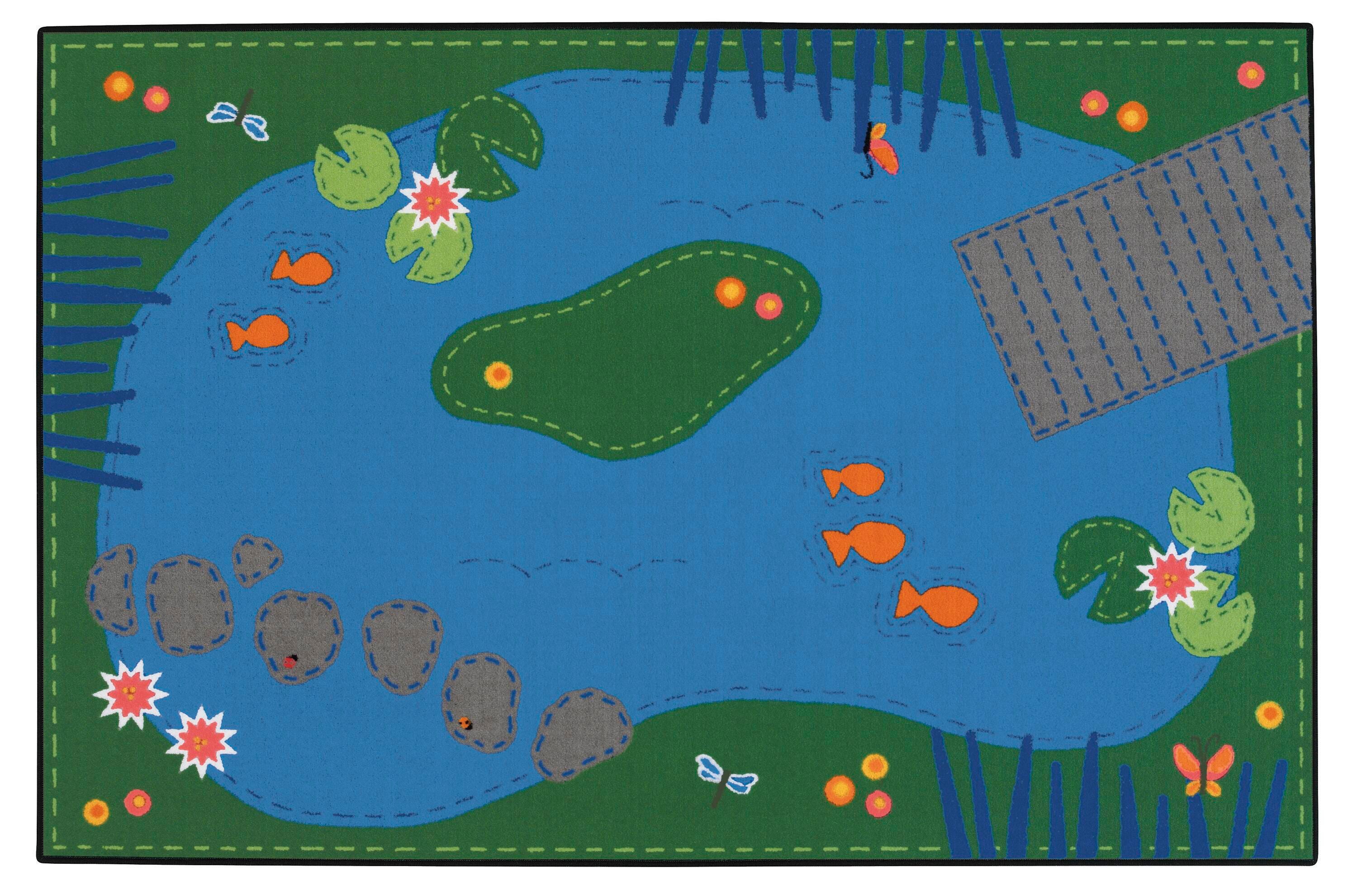 Carpets for Kids KID$Value Tranquil Pond Carpet, 3 Feet x 4 Feet 6 Inches, Rectangle, Multicolored 1464902