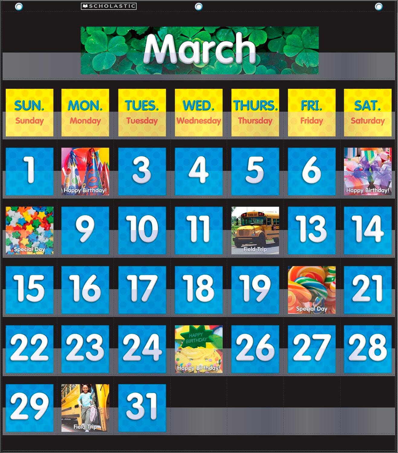 Scholastic Monthly Calendar Pocket Chart, Black, Item Number 1539119