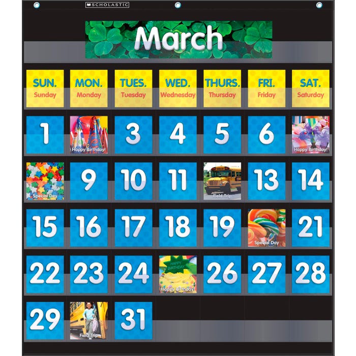 Scholastic Monthly Calendar Pocket Chart, 25 x 27-3/4 Inches
