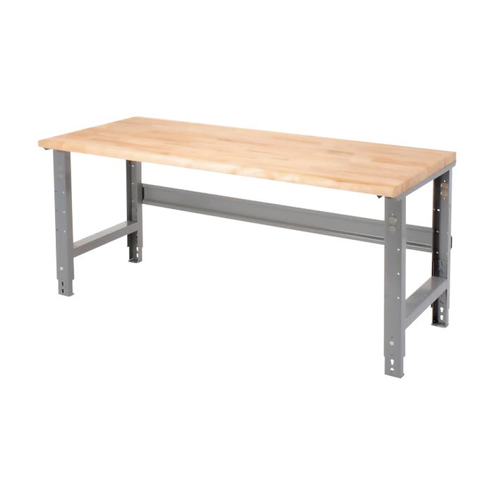 Global Industrial Adjustable Height Workbench C-Channel Leg, Gray Frame, Maple Safety Edge