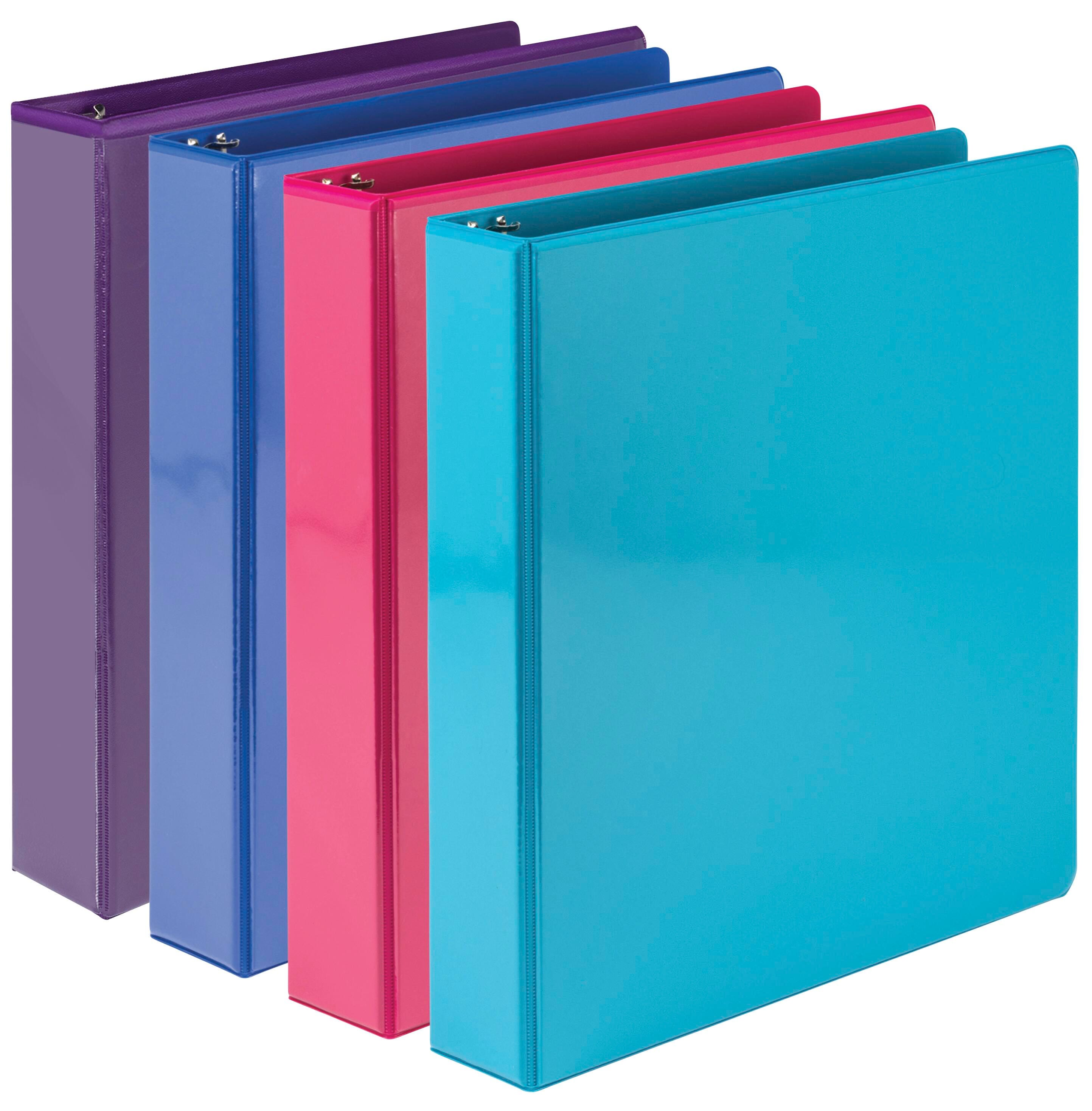 Samsill Durable View Binders, D-Ring, 1-1/2 Inch, Assorted Fashion Colors, Pack of 4 2130288