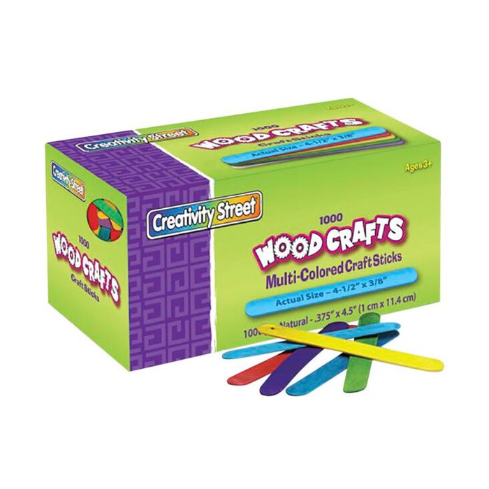 Creativity Street Craft Sticks, Bright Hues, Pack of 1000