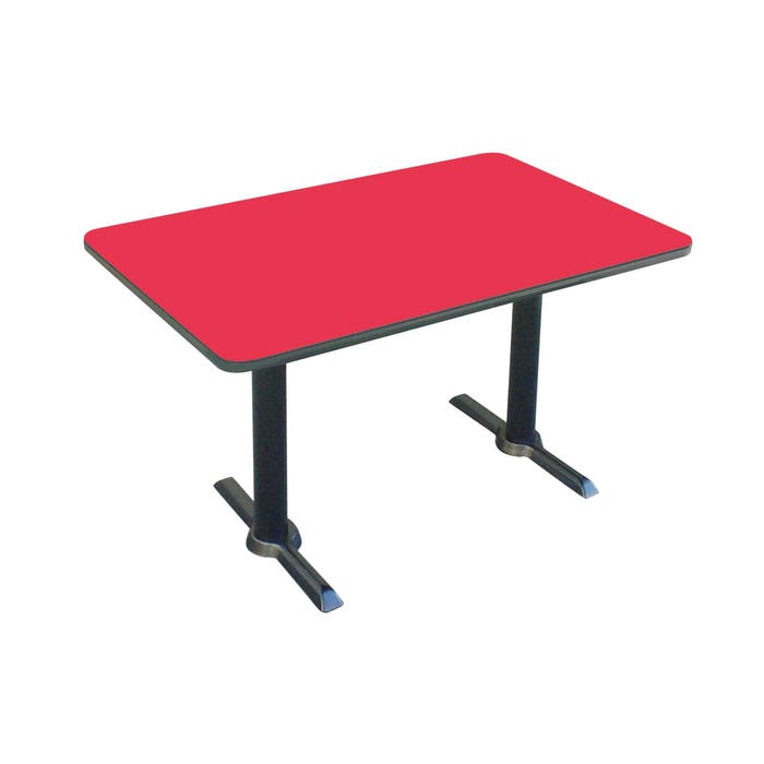 Correll Rectangle Laminate Top Cafe Table with T-Mold, Two-Column T-Base