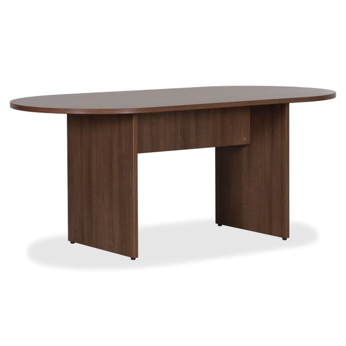 Lorell Essentials Walnut Laminate Oval Conference Table, 72 x 36 Inches