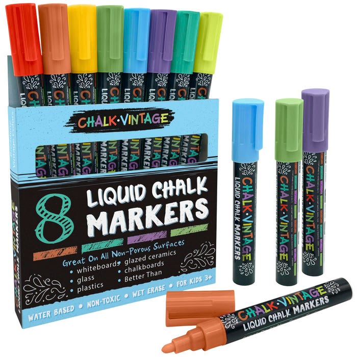Teacher Created Resources Chalk Vintage Liquid Chalk Markers, Assorted Soft Colors, Set of 8