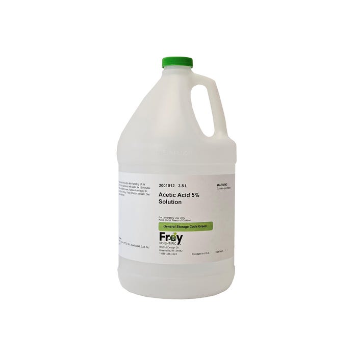 Frey Scientific Acetic Acid 5% Solution, Lab Grade, 3.8 Liter