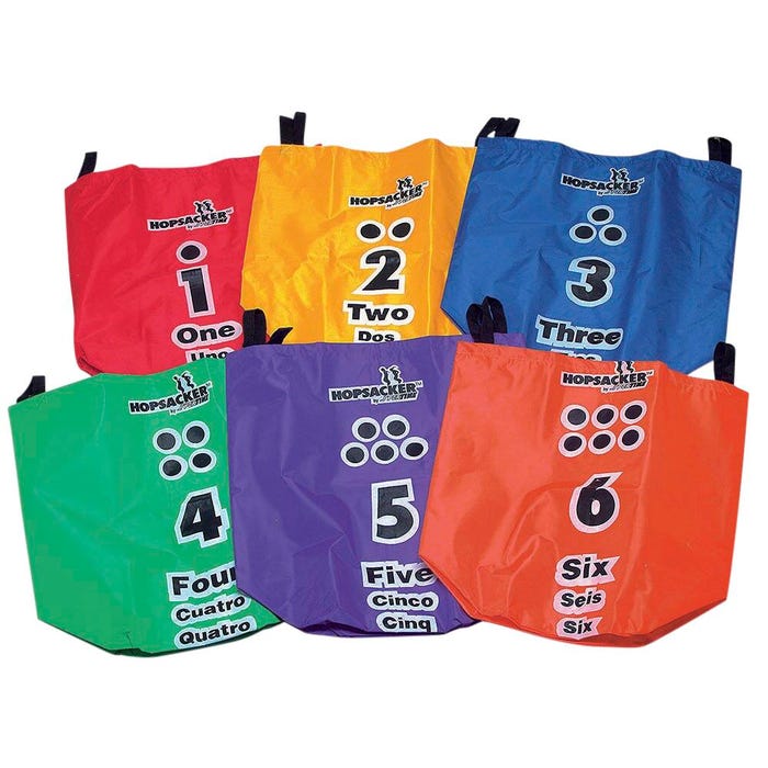 Sportime Large HopSackers, 13 x 13 x 30 Inches, Assorted Colors, Set of 6