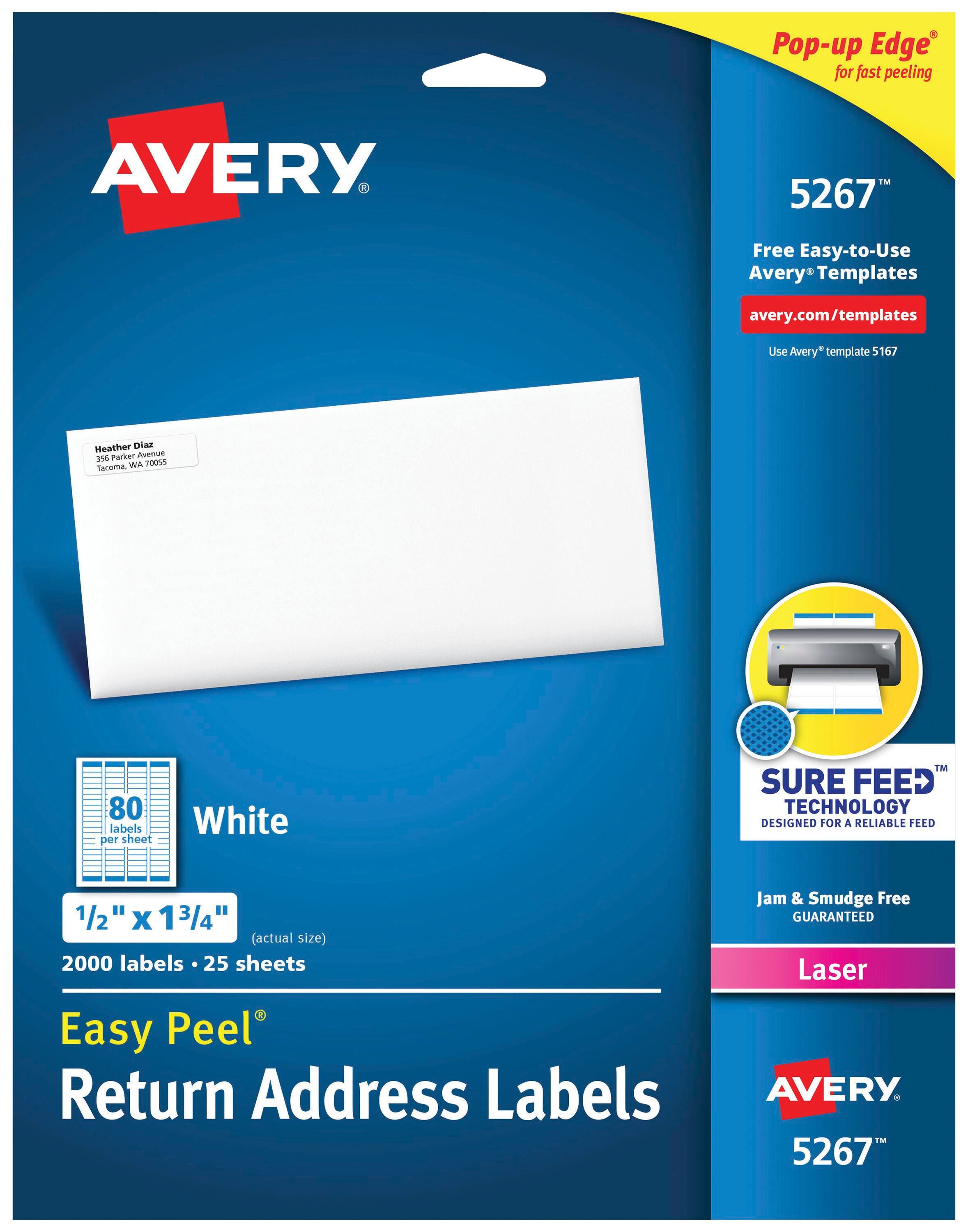 Avery Easy Peel Return Address Labels, Laser, 1/2 x 1-3/4 Inches, Pack of 2000 075633