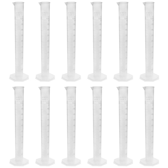 Eisco Graduated Cylinder, Polypropylene, Octagonal Base, 100mL, Pack of 12