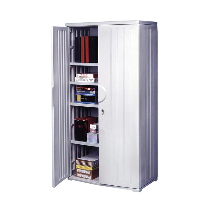 Iceberg SnapEase Stacking Storage Cabinet with Shelves, 36 x 22 x 72 Inches, Polyethylene, Platinum