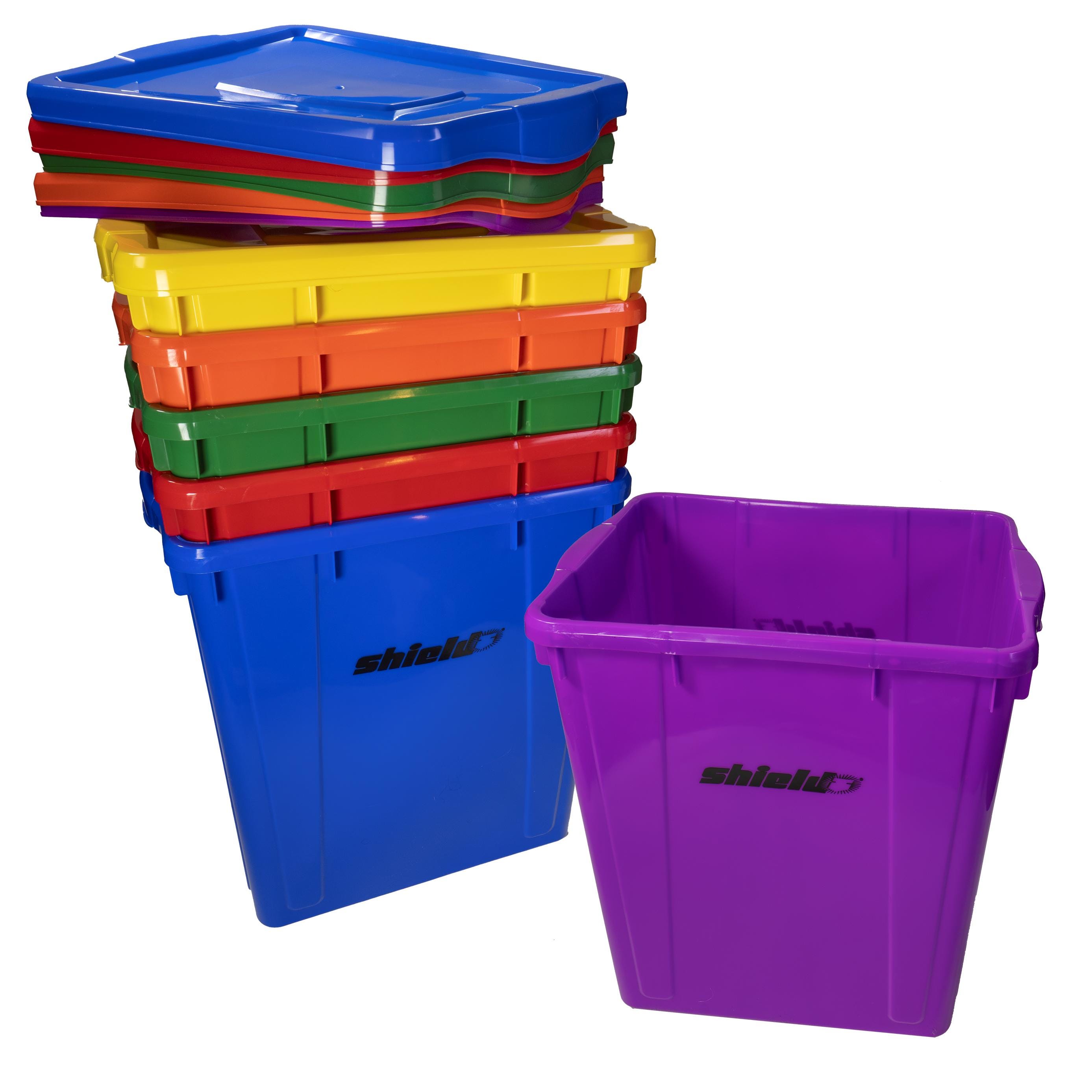 Image for Shield Deluxe Storage Bins with Lids, Extra Large, Assorted Colors, Set of 6 from School Specialty