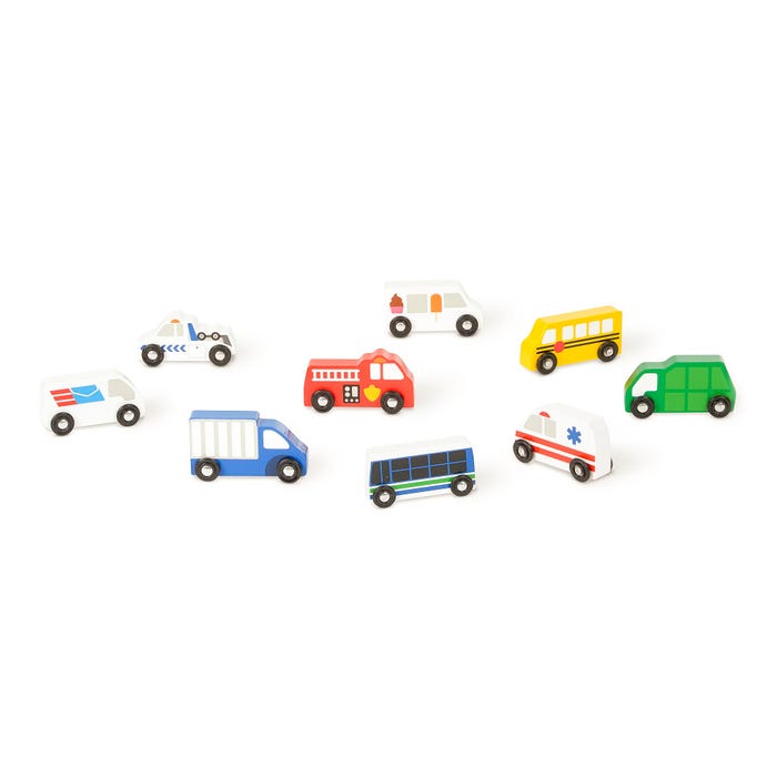 Melissa & Doug Wooden Town Vehicles, Set of 9