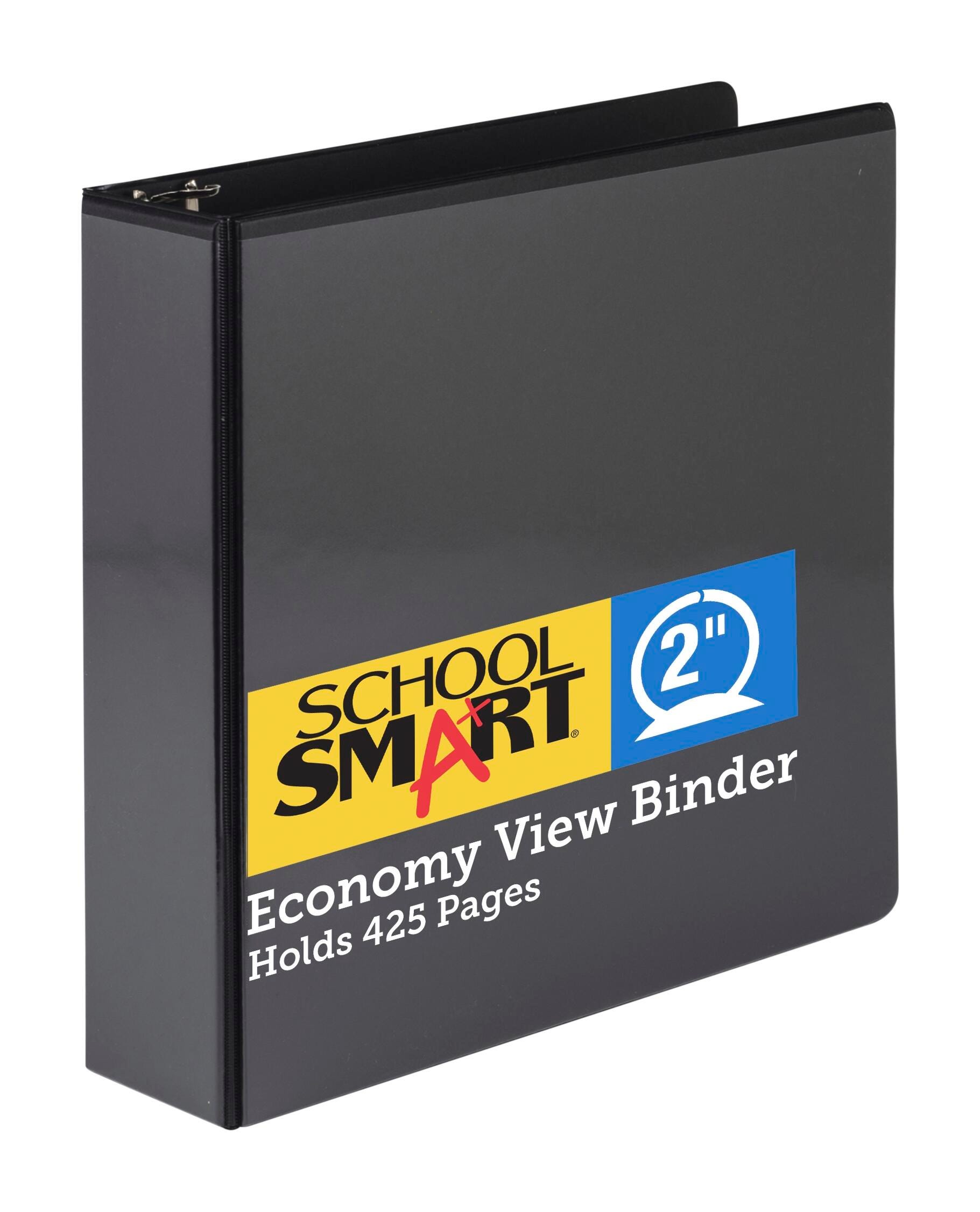School Smart Round Ring View Binder, Polypropylene, 2 Inches, Black 086395